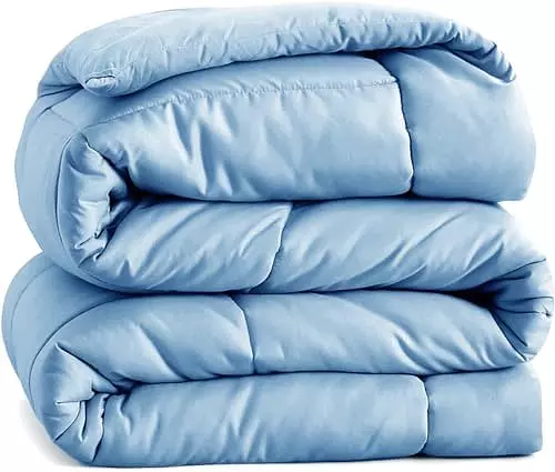 Casa Platino Quilted Comforter California King Size - Super Soft Duvet Insert with 8 Tabs - Comfy & Cozy All Season Cal King Bedding Comforter - Down Alternative Bed Comforters - 96"x102", French Blue