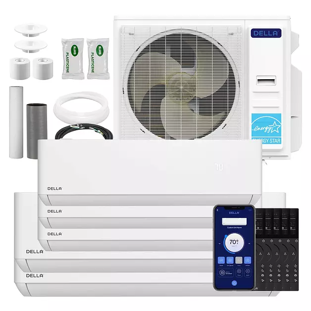DELLA 42K BTU 5 Zone (3x9K+2x12K) Mini Split AC, 22 SEER2,Up to 2300 Sq.Ft