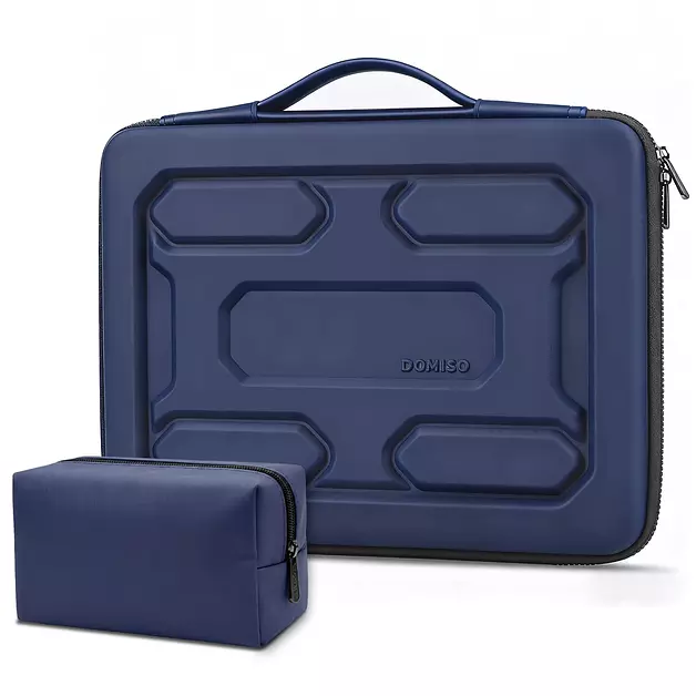 DOMISO Laptop Hard Case 17-17.3 inch Waterproof Shockproof Hard Shell Sleeve with Handle & Storage Pocket, Compatible with MacBook, HP, Dell, Dark Blue